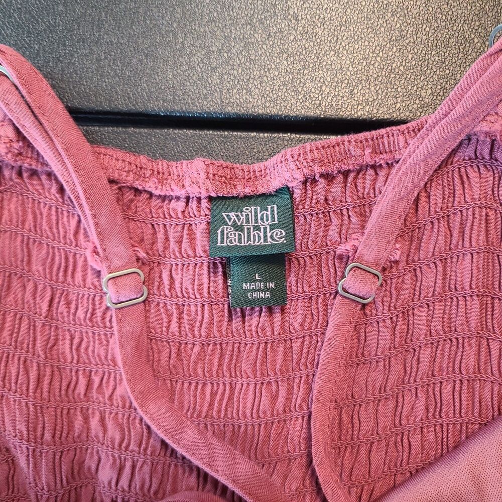 Wild Fable Mauve Eyelet Tiered Mini Dress L Boho Cottagecore Festival Romantic - Picture 5 of 8